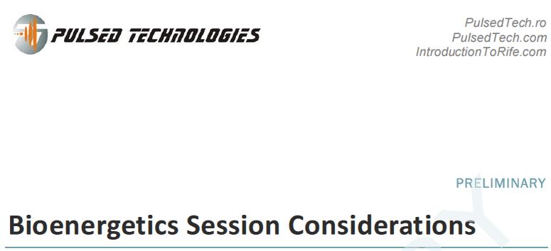 Bioenergetics Session Considerations